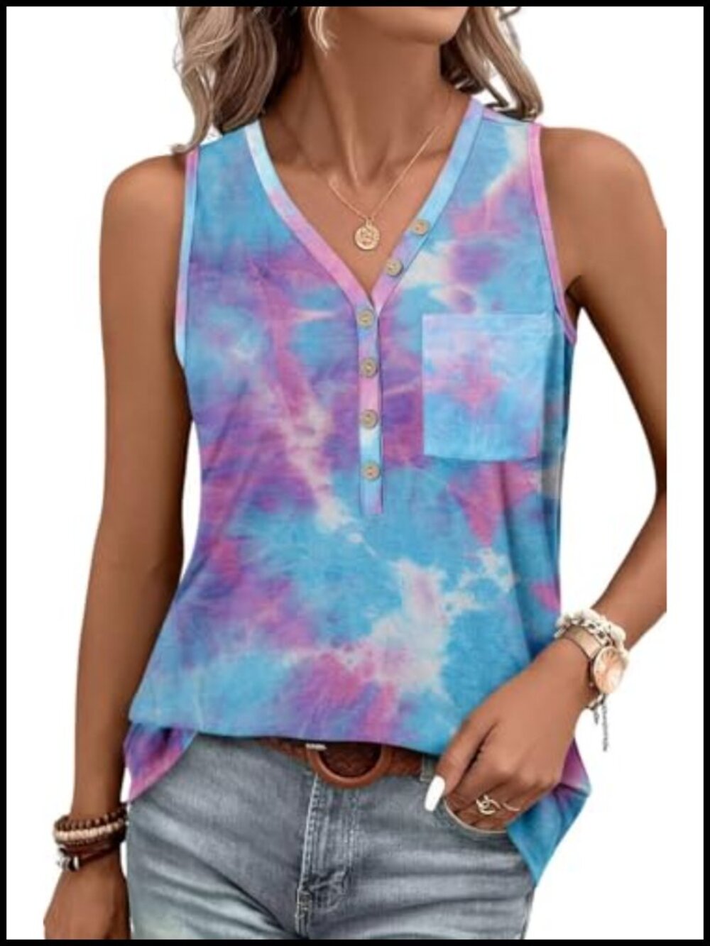Womens Summer Sleeveless Tank Top Loose Fit Casual Dressy Blouse